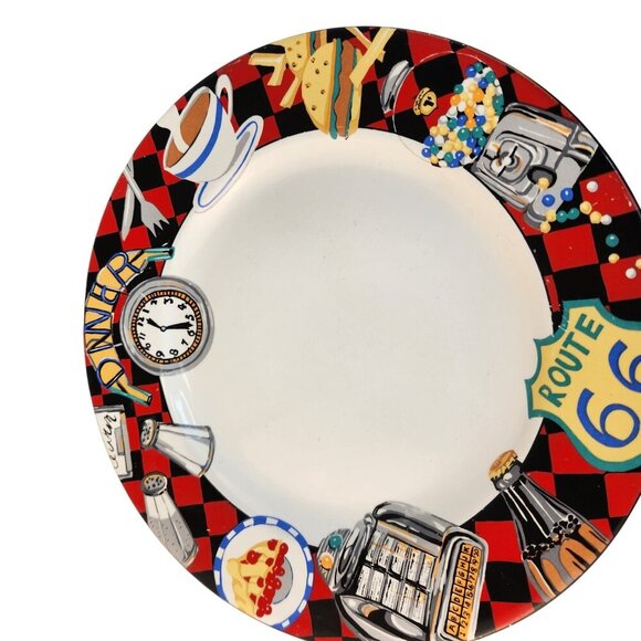 Sakura Roadside By Sue Zipkin 1993 Stoneware Dinner Plates Set Of 5 Retro Route - Picture 5 of 8